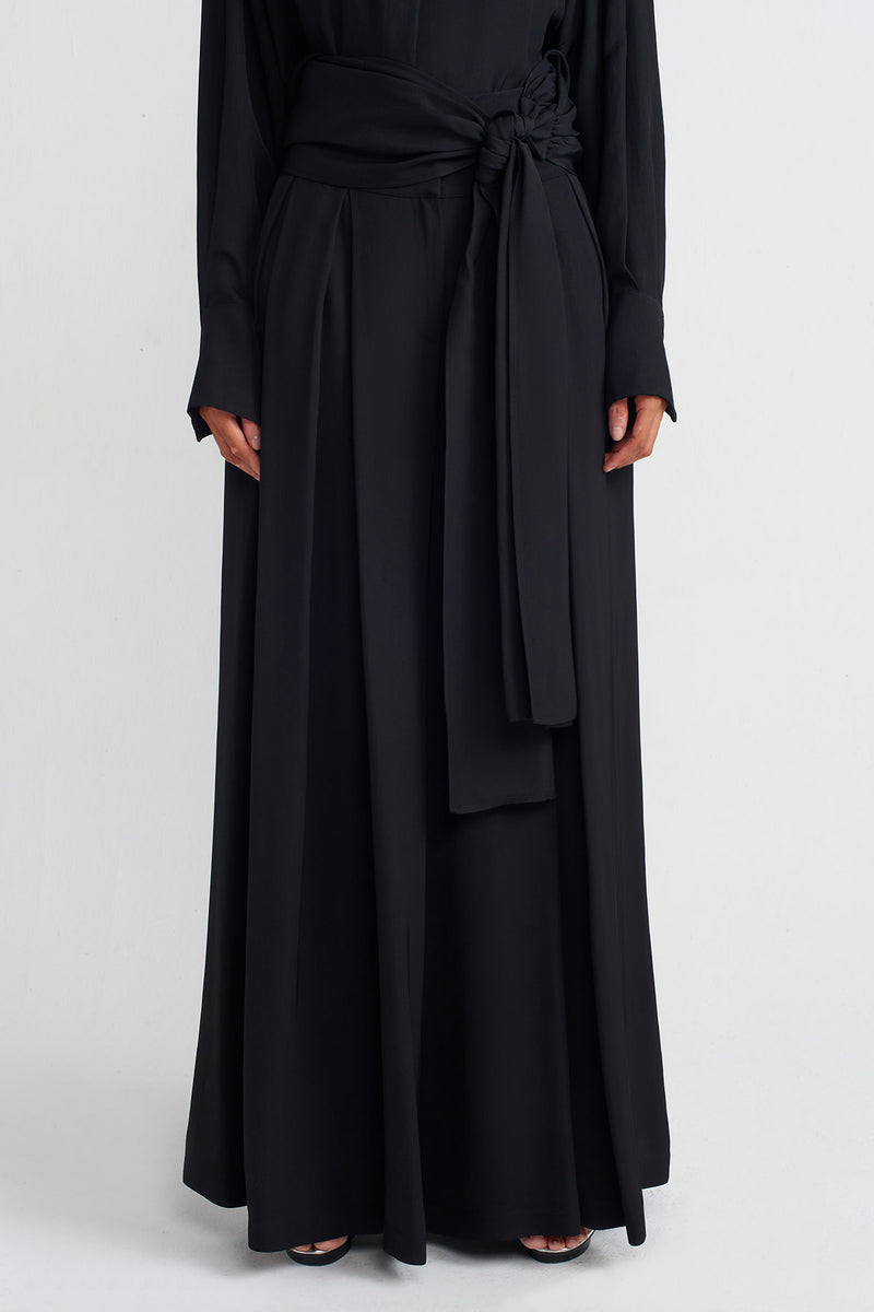 NU Belted Palazzo Chic Trousers Black
