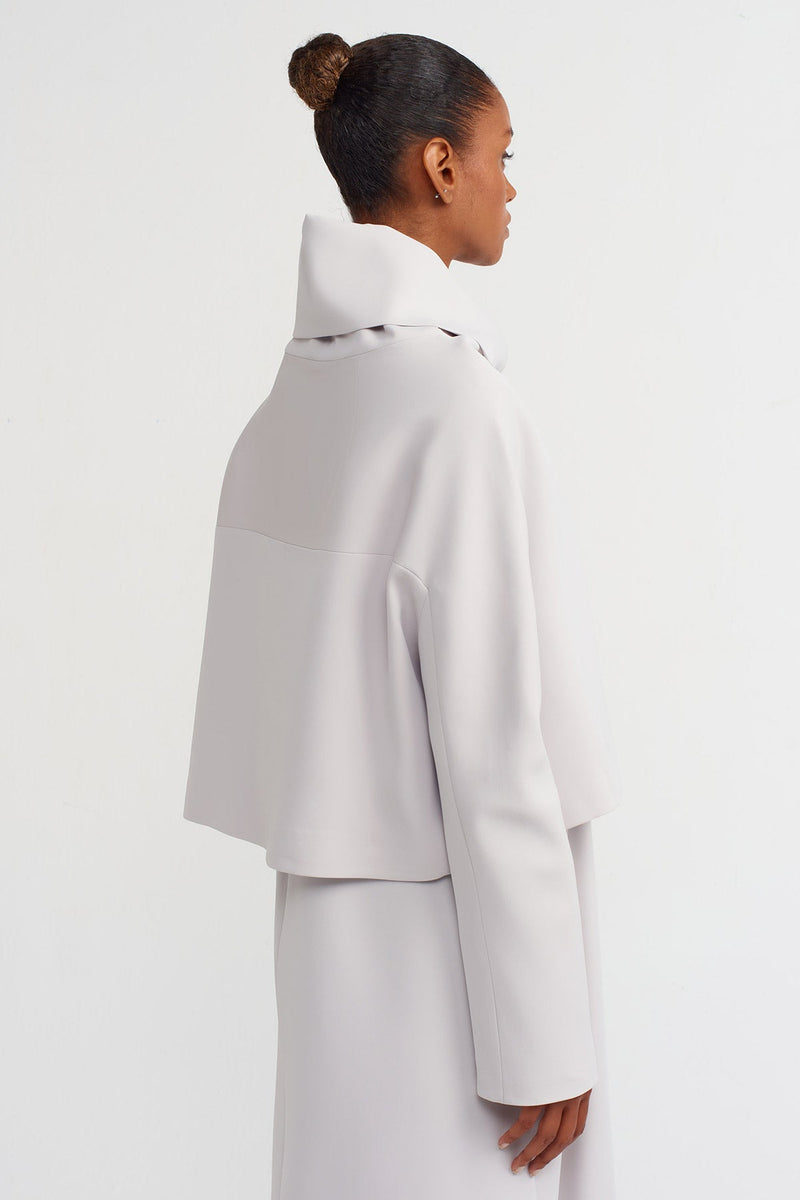 NU Shawl Collar Crop Jacket Ice