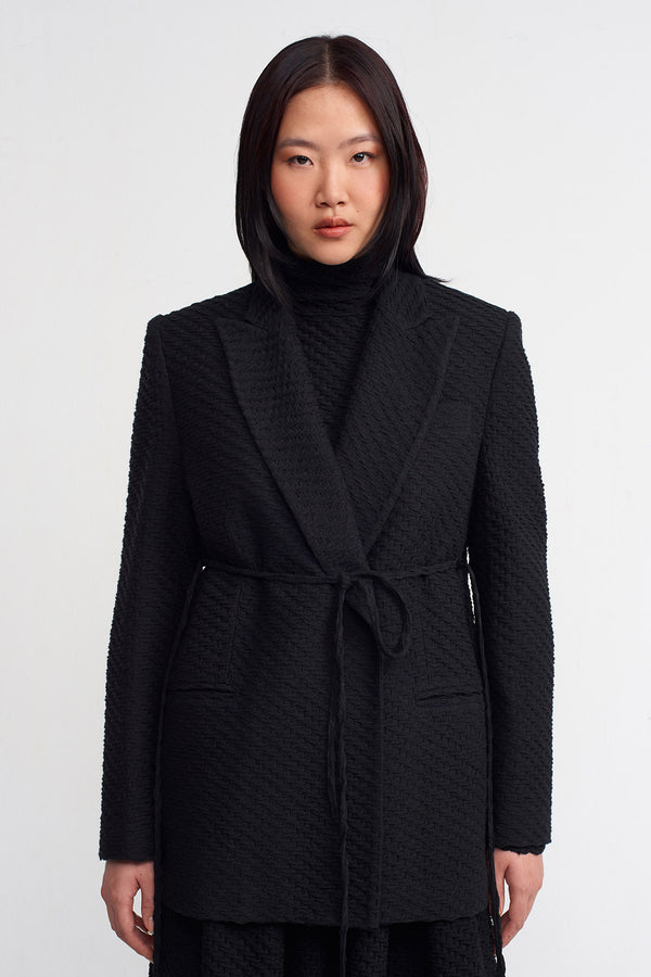 NU Belted Blazer Jacket Black