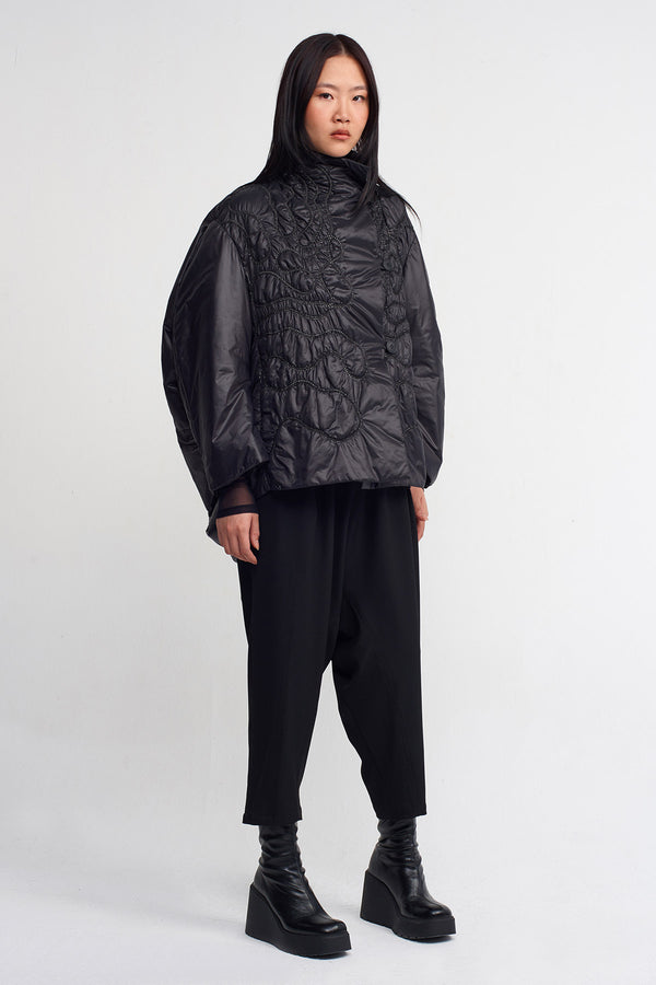 NU Embroidered Puffer Jacket Black