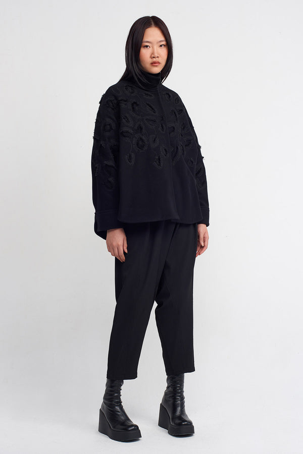 NU Embroidered Wool Blend Jacket Black