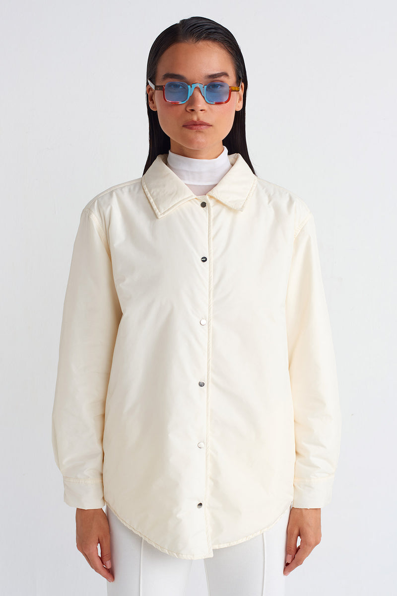 NU Padded Shirt Jacket Ecru