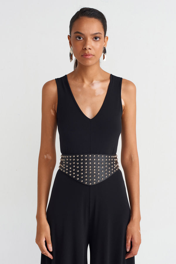 NU Studded Gladiator Belt Black