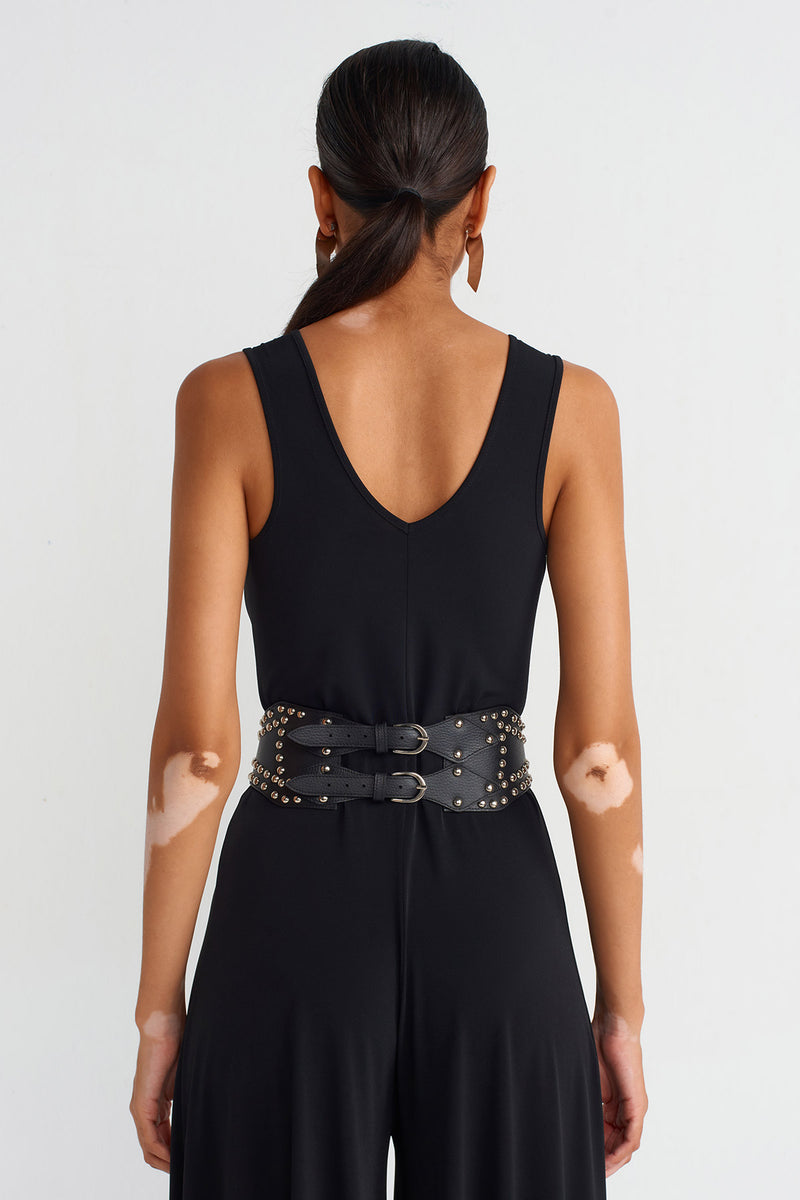 NU Studded Gladiator Belt Black