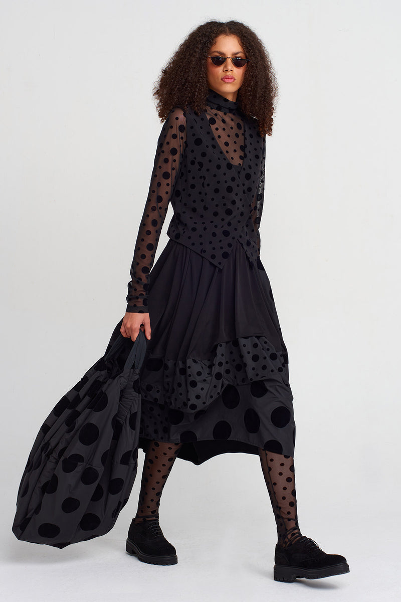 Nu Velvet Polka-Dot Jersey & Taffeta Skirt Multi Color