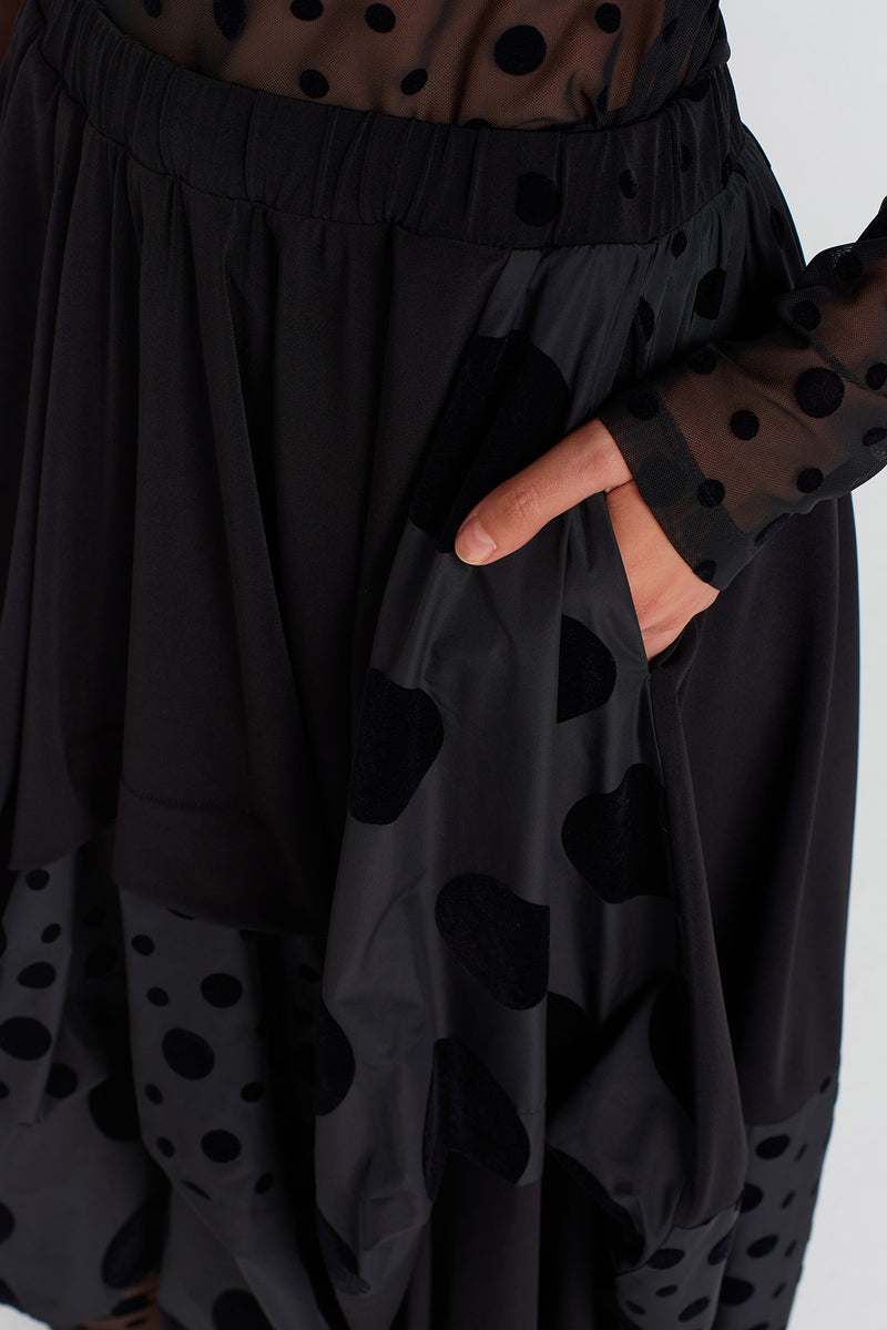 Nu Velvet Polka-Dot Jersey & Taffeta Skirt Multi Color