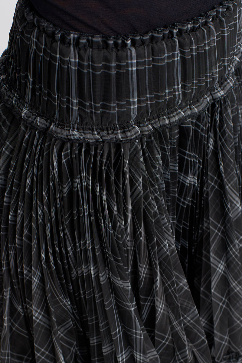 Nu Plaid Voluminous Tulle Skirt Grey/White