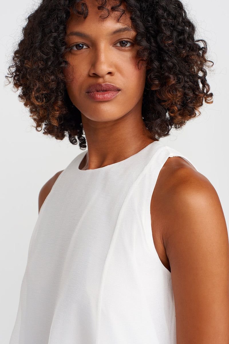 NU Balloon Skirt Pocketed Organza Dress Off White