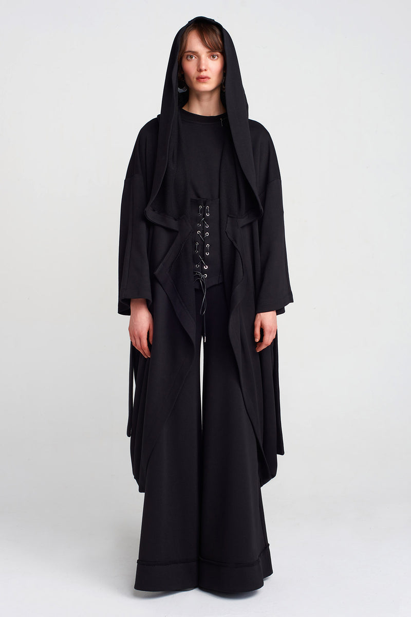 Nu Waist-Tied Long Jacket Black