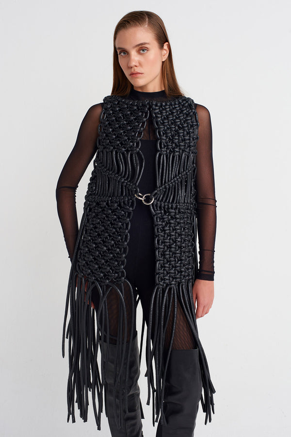 Nu Handcrafted Macramé Vest Black