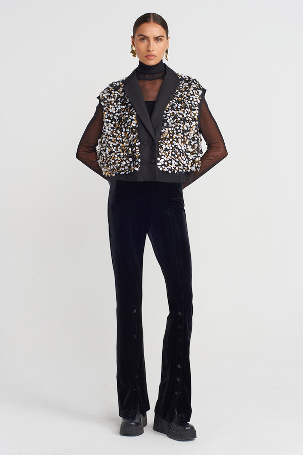 Nu Sequin-Embroidered Vest Black