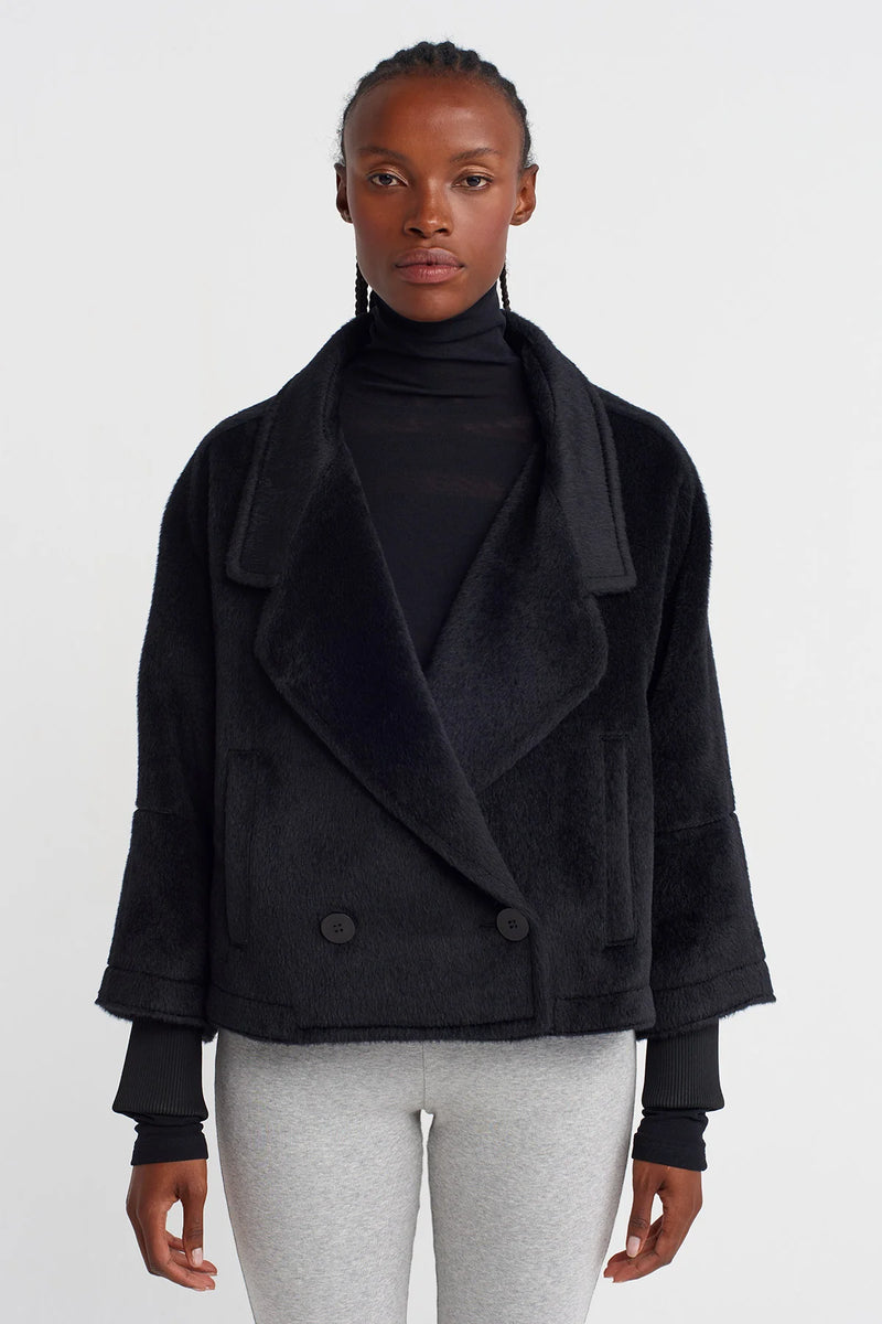 NU Fuzzy Short Blazer Jacket Black