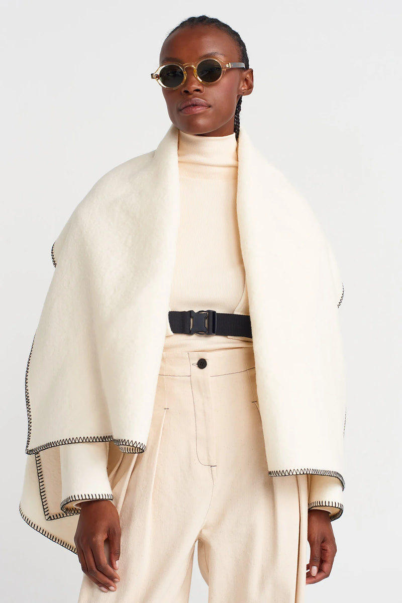 NU Inner Belted Cape Jacket Natural