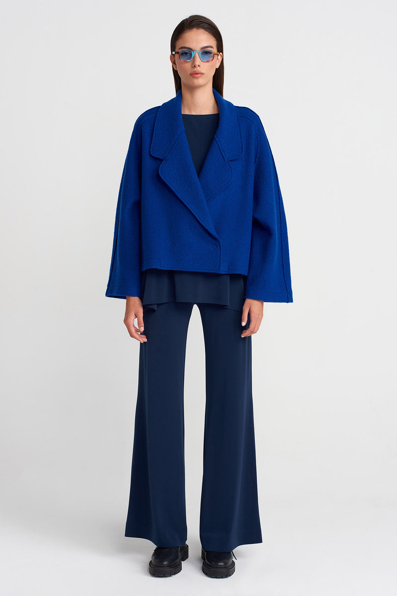 Nu Short Wool Oversize Jacket Light Blue