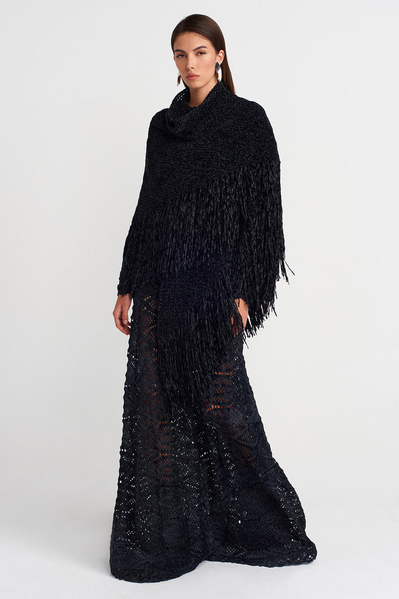 Nu Velvet Lace Maxi Skirt Black