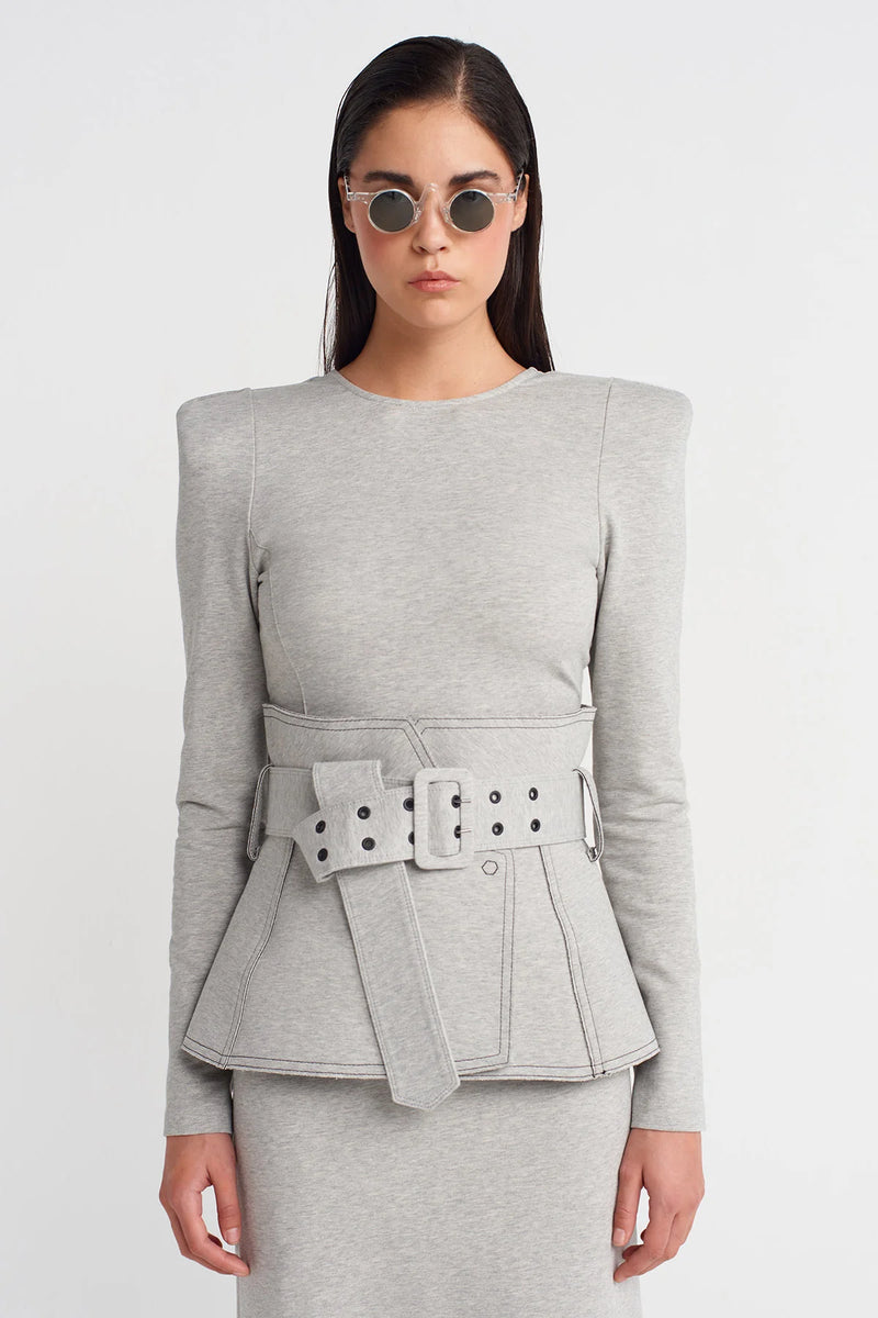 NU Corset Belt Light Grey Melange