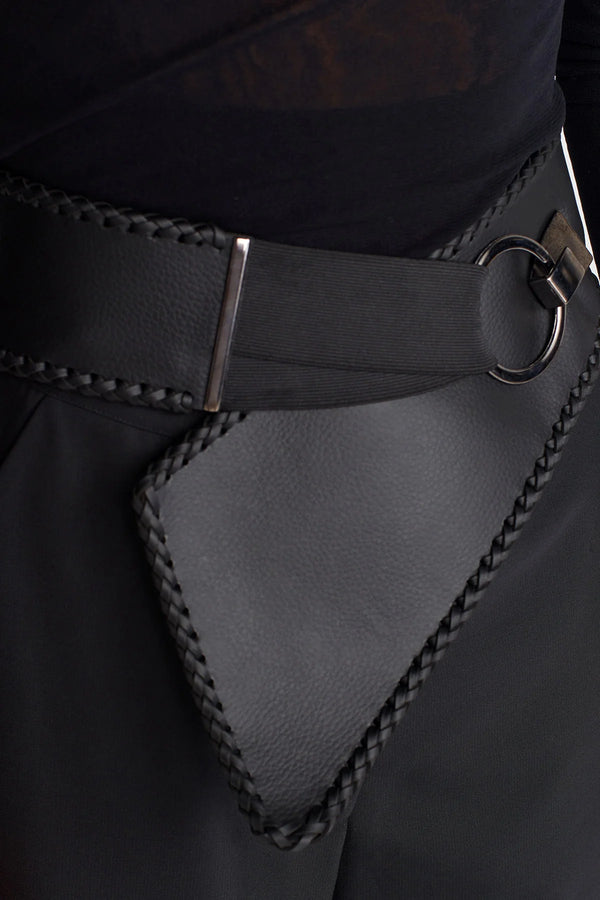 Nu Hooked Braided Leather Belt Black