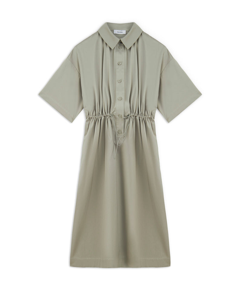 Machka Adjustable Waist Poplin Dress Stone
