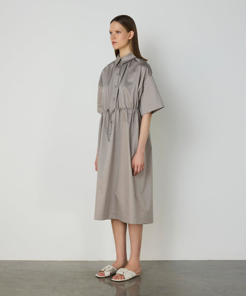 Machka Adjustable Waist Poplin Dress Stone