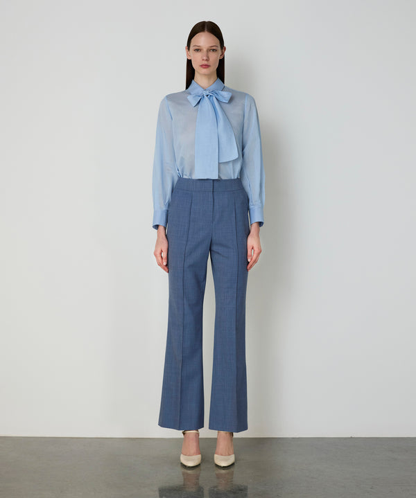 Machka Ribbed Stitched Trousers Light Blue