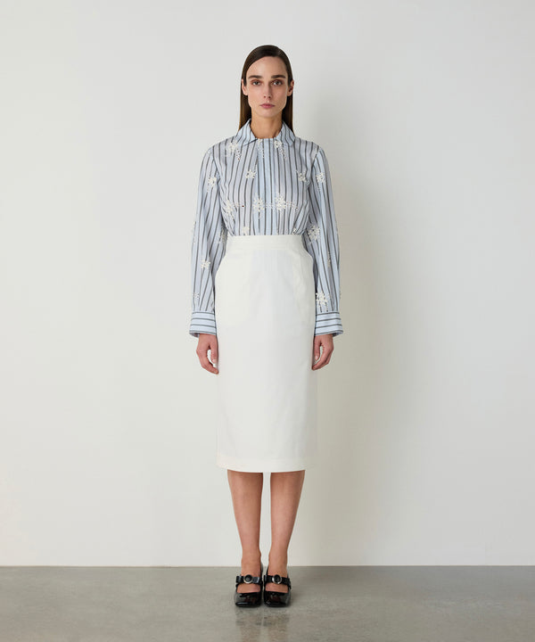 Machka Slit Pencil Skirt White