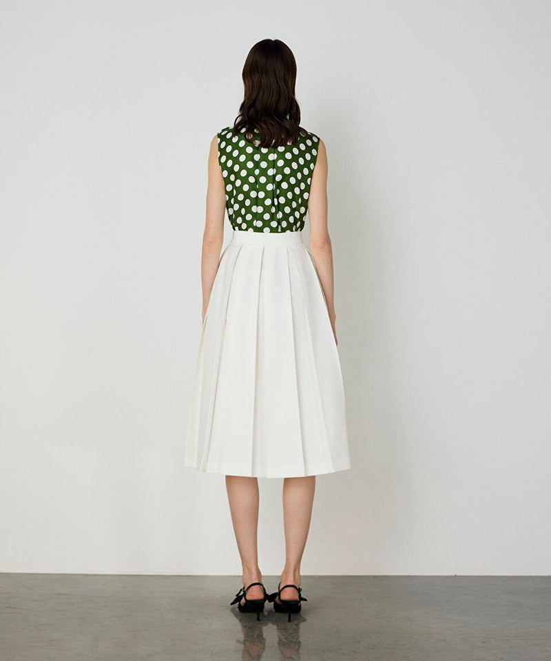 Machka Pleated Gabardine Skirt White