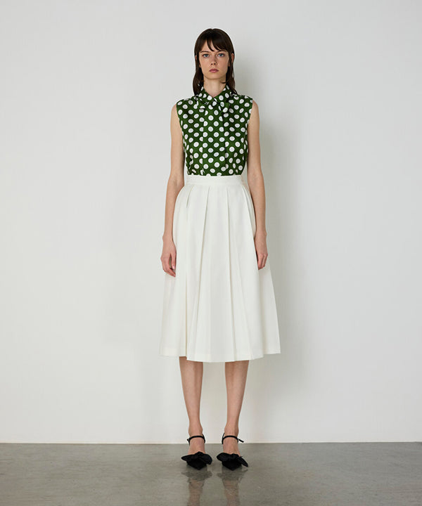 Machka Pleated Gabardine Skirt White