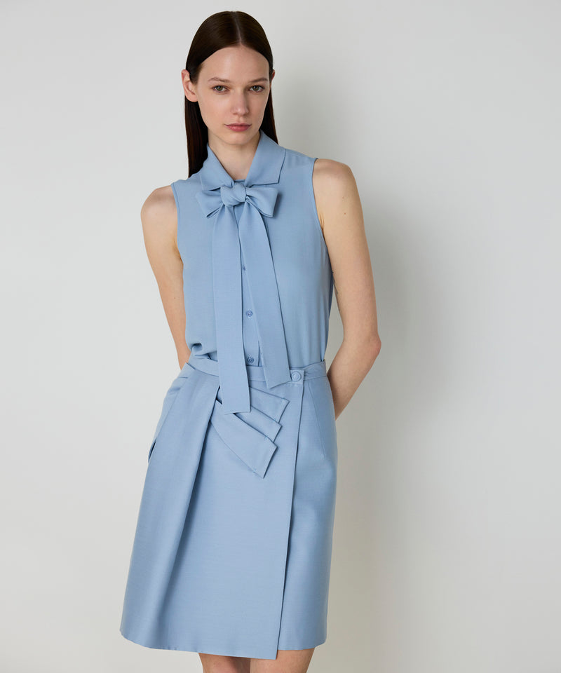 Machka Asymmetrical Bow Skirt Blue