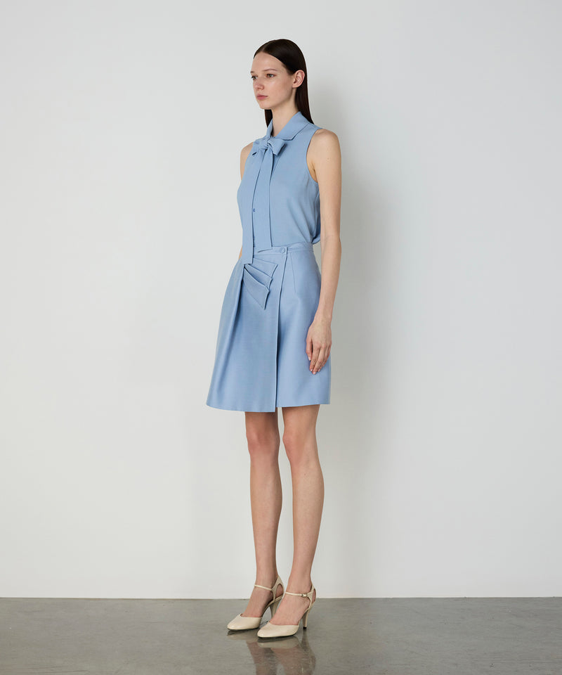 Machka Asymmetrical Bow Skirt Blue