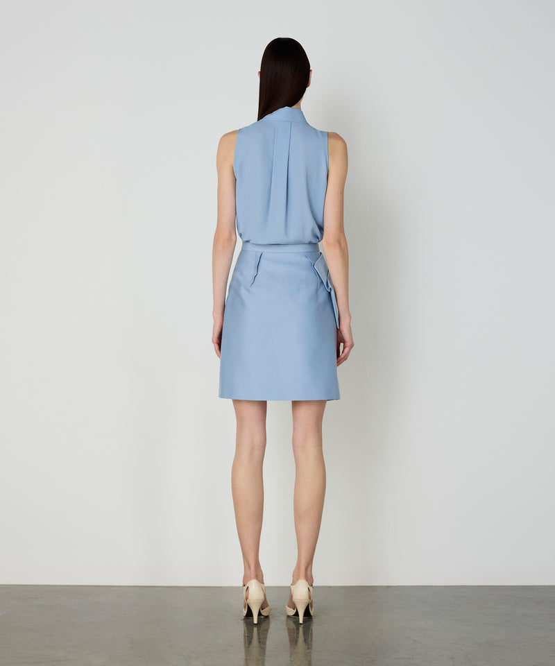 Machka Asymmetrical Bow Skirt Blue