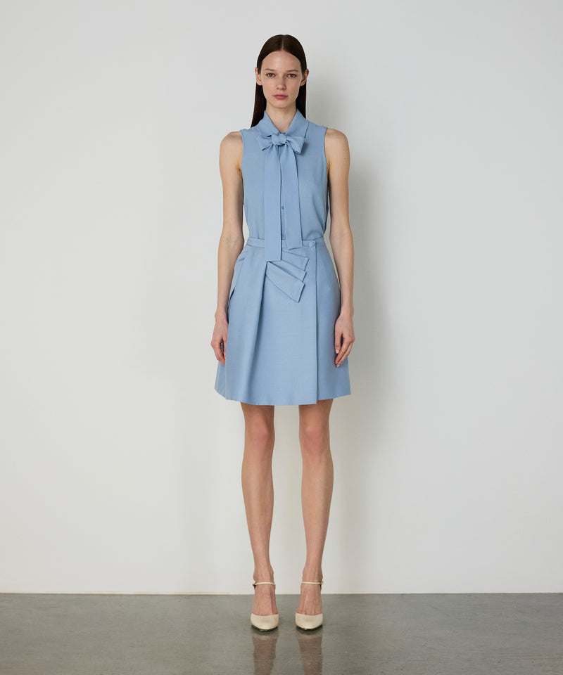 Machka Asymmetrical Bow Skirt Blue