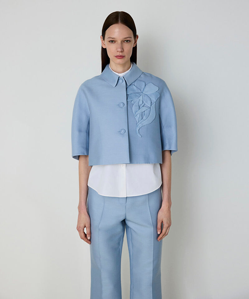 Machka Flower Applique Jacket Blue