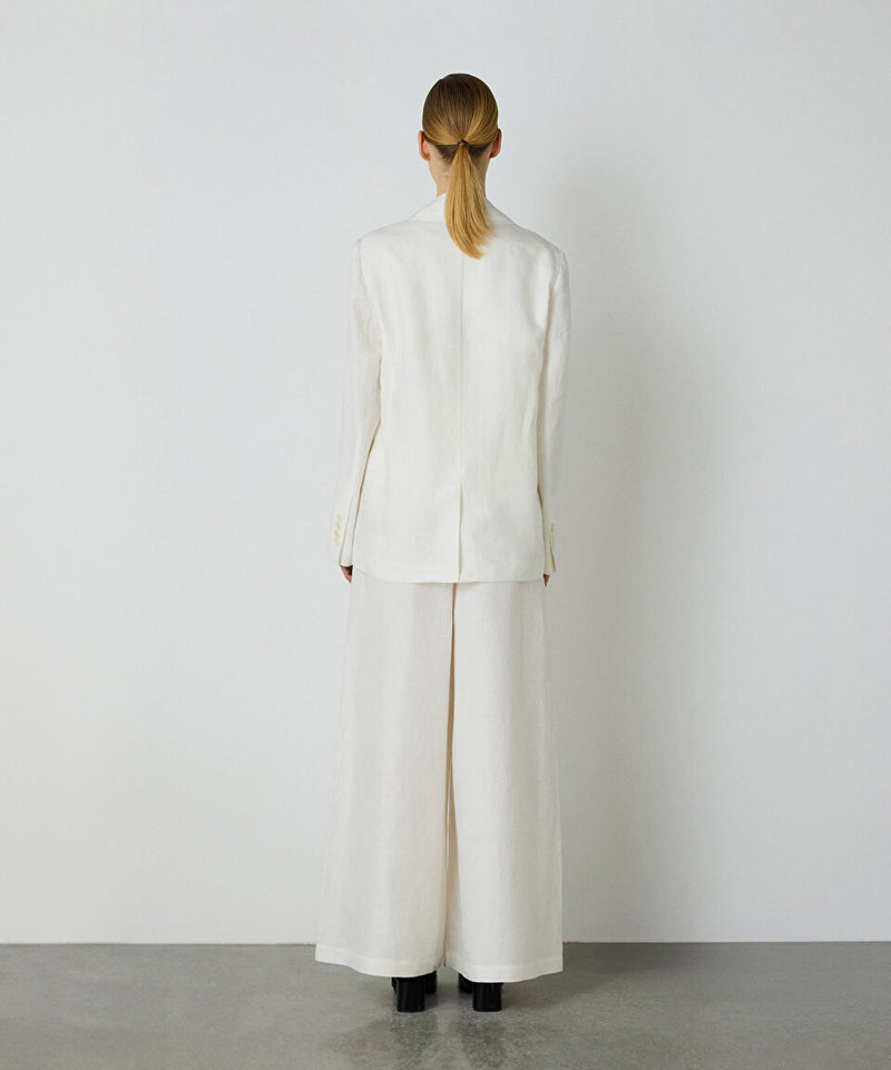 Machka Floral Applique Linen Blazer White