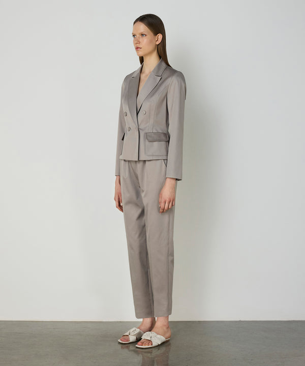 Machka Gabardine Blazer With Wide Pockets Stone