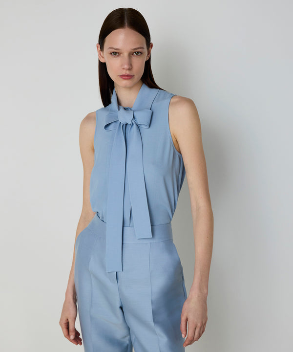 Machka Blouse With Tie Collar Blue