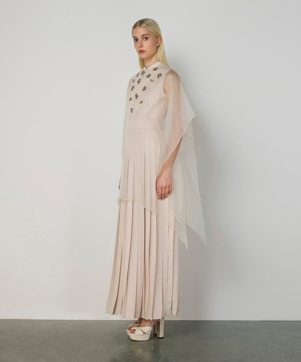 Machka Strass-Embellished Layered Dress Off White