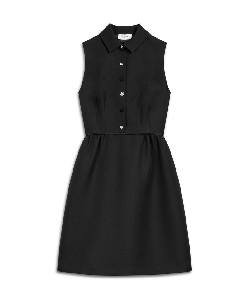 Machka Mixed Button Crepe Dress Black