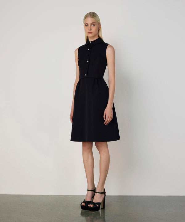 Machka Mixed Button Crepe Dress Black