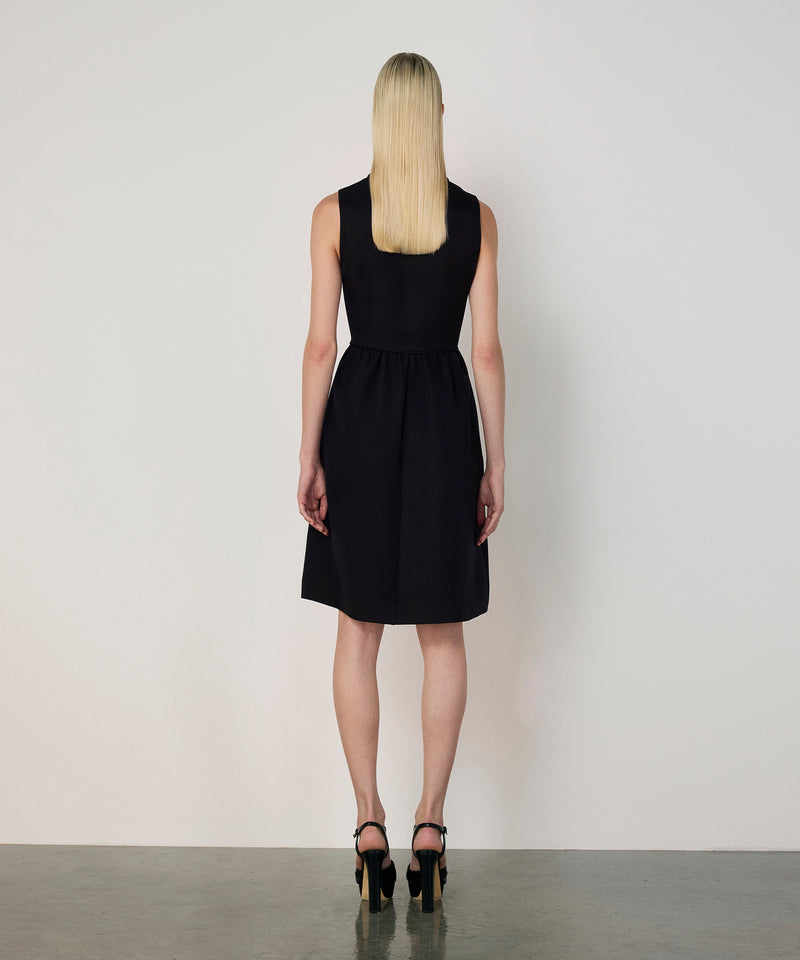 Machka Mixed Button Crepe Dress Black