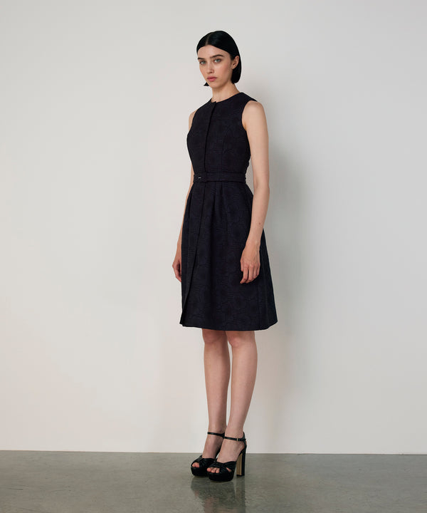 Machka Floral Jacquard Dress Navy