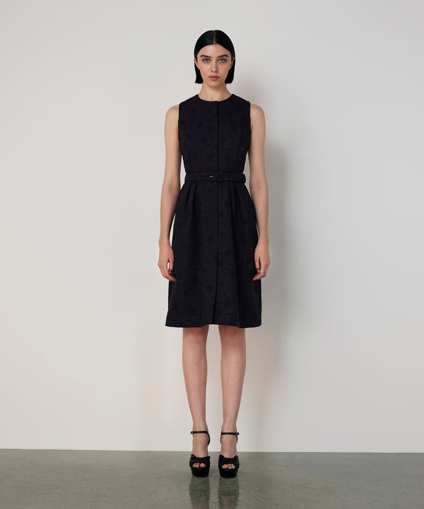 Machka Floral Jacquard Dress Navy