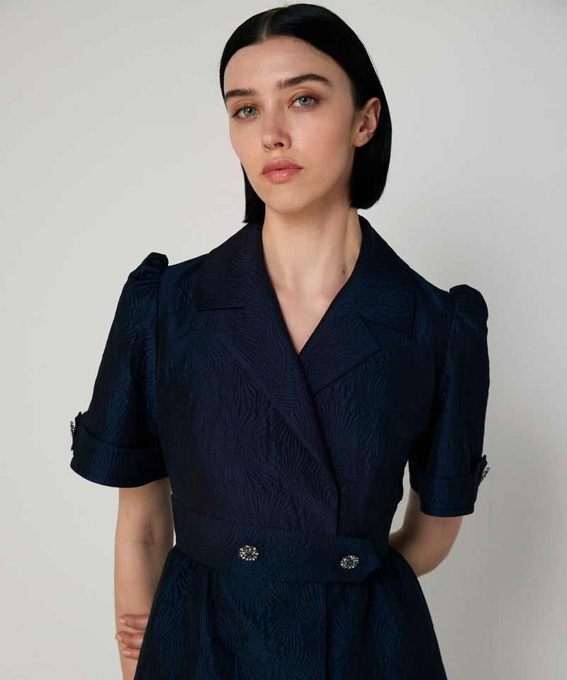 Machka Brocade Wrap Dress Navy