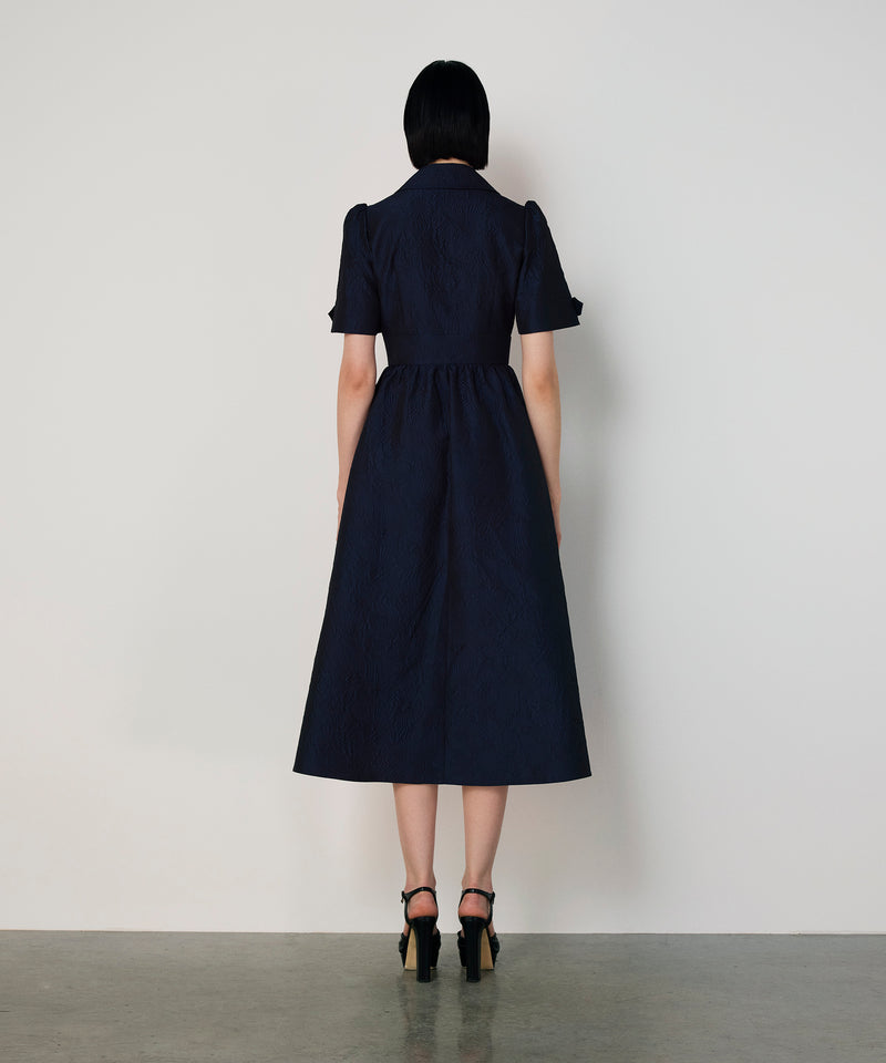 Machka Brocade Wrap Dress Navy