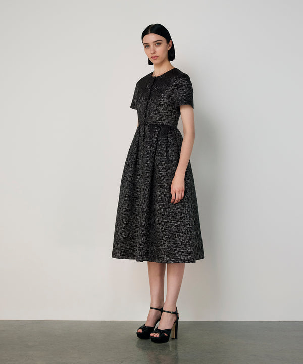 Machka Shiny Pleated Dress Black