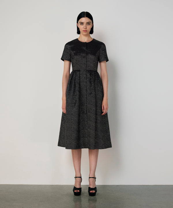 Machka Shiny Pleated Dress Black