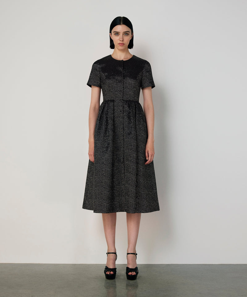 Machka Shiny Pleated Dress Black