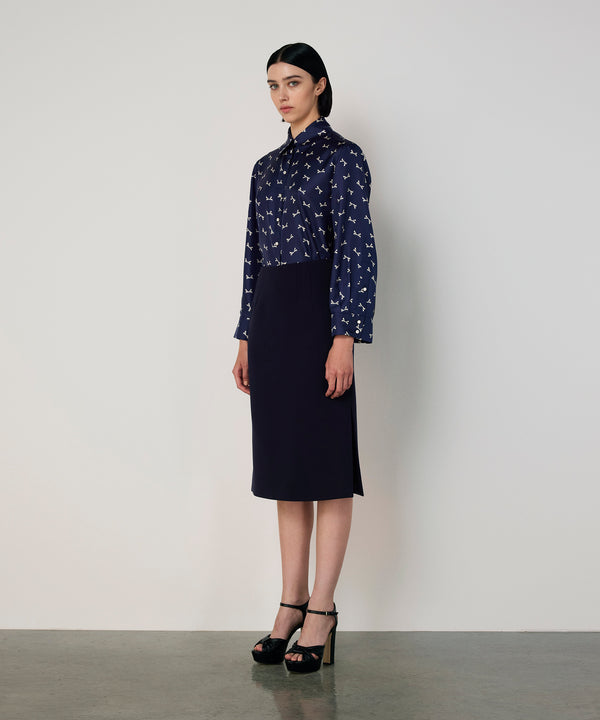 Machka Midi Skirt With Slit Navy