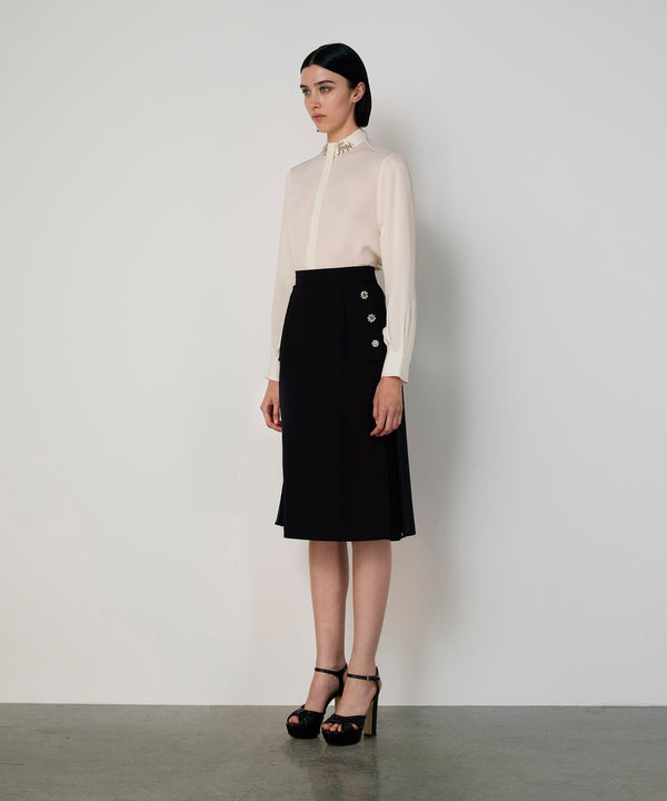 Machka Embellished Pleated Midi Skirt Black