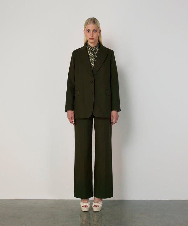 Machka Flap-Pocket Blazer Dark Green