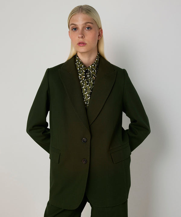 Machka Flap-Pocket Blazer Dark Green